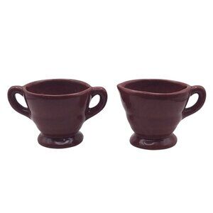 Vintage Dryden Pottery MCM Red Creamer & Open Sugar Bowl Set Kansas USA